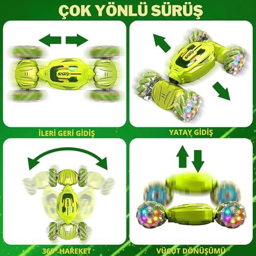 / 2.4 GHz Bilekten ve Uzaktan Kumandalı Sesli Işıklı 4X4 Çift Kumandalı Akrobat Araba Drift Car