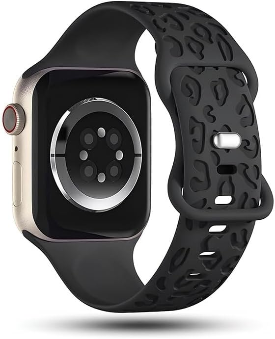 Apple ile Uyumlu Watch 11 10 46mm 9 8 7 6 SE Ultra Uyumlu 42-44-45-49mm Leopar Desenli Silikon Kordon