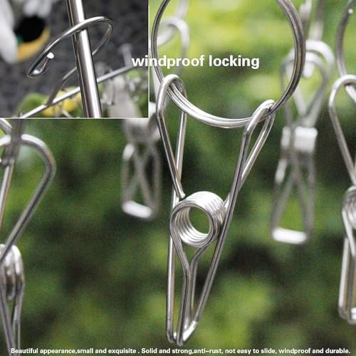 Alternative view of 30 Mandallı Metal Çorap Kurutma Askısı, Paslanmaz Çelik Dikdörtgen Çamaşır Kurutma Rafı, İç Çamaşırı, Sütyen, Bebek Kıyafeti ve Küçük Çamaşırlar İçin Yer Tasarruflu Damlama Askısı