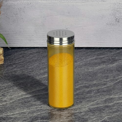 Alternative view of Paslanmaz Metal Kapaklı Cam Baharatlık – 3 Farklı Dökme Ayarlı Döner Başlıklı Tuzluk, Pul Biberlik ve Kekiklik (14 cm - 1 Adet)