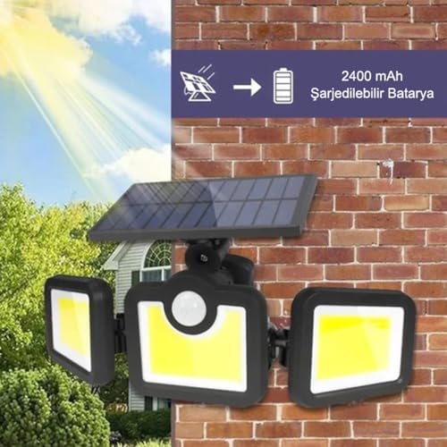 Güneş Enerjili Hareket Sensörlü, 3 Taraflı 171 Cob Led Aydınlatma/GT-SL15 - Görsel 3