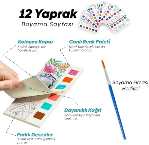 Alternative view of Renk Paletli Sulu Boya Etkinlik Seti, Kendin Yap (DIY) Kitap Ayracı, Çocuklar ve Yetişkinler için 3 Adet Yeni Nesil Sulu Boya Defteri ve 3 Adet Sulu Boya Fırçası Dahil(Sihirli Bahçe-Masal-Renk Ormanı)