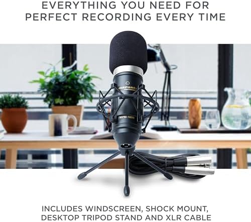 Marantz Professional MPM-1000 - Podcast, akış, şarkı söyleme, tele-çalışma ve oyun için masa standı ve kablolu XLR kondenser stüdyo mikrofonu