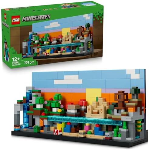 Mini Biyomlar 21589-12 Yaş ve Üzeri Çocuklar için 5 Biyom ile Steve, Creeper ve Yağmacı Mikrofigürleri İçeren Yaratıcı Oyuncak Yapım Seti, Çocuklar için Hediye Fikri (797 Parça)