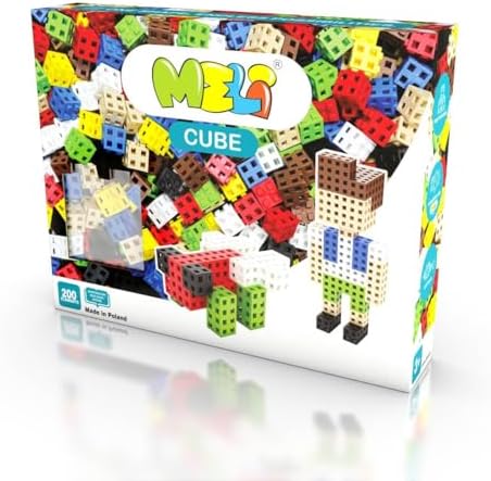 Meli 200 adet küp yapı taşı seti, 3 yaşından büyük çocuklar için yaratıcı oyuncak, 3D yapı, 8 renk, 2 x 2 x 2 cm, BPA içermez, CE sertifikalı, yaratıcılığı teşvik eder