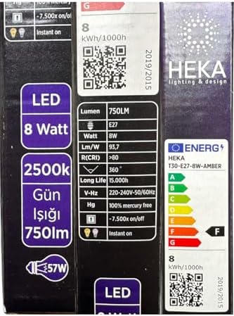Heka 8W (57W) 2500K Günışığı E27 Duylu Çubuk LED Ampul