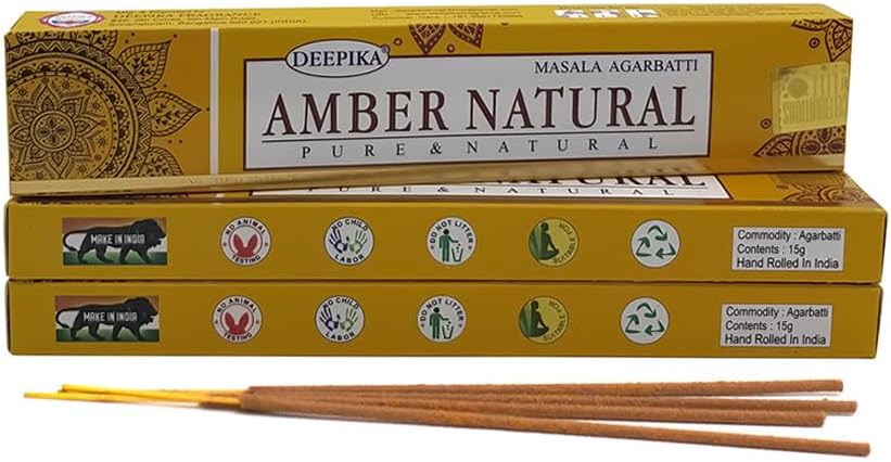 Deepika Masala Agarbatti || Pure & Natural Incense Tütsü Çubukları || (Amber Natural (Doğal Amber))