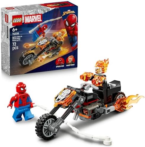 Örümcek Adam, Ghost Rider Motosikletine Karşı 76335-6 Yaş ve Üzeri Çocuklar için Örümcek Adam ve İskelet Ghost Rider Minifigürleri İçeren Oyuncak Yapım Seti, Hediye Fikri (72 Parça) - Görsel 3