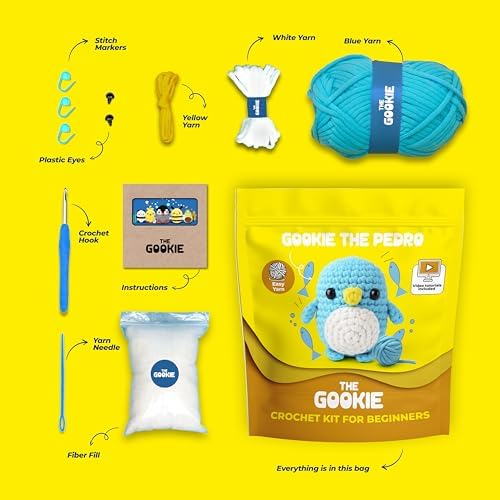 Alternative view of The Gookie Başlangıç Amigurumi Seti, Pedro Penguen Örgü Oyuncak, Tığ İşi El Yapımı Kit, Mavi ve Beyaz İplikli, Video Eğitimli