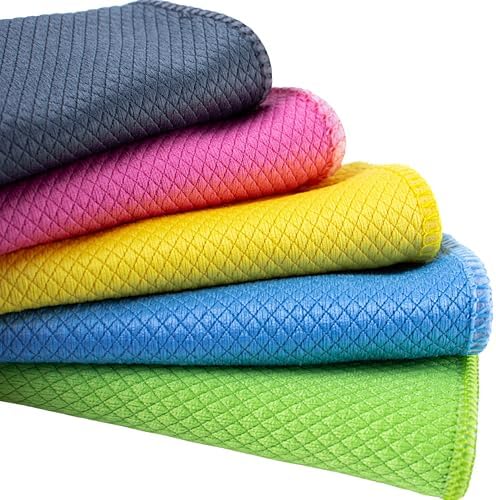 Alternative view of Sihirli Temizlik ve Kurulama Bezi, 5-Adet Karışık Renk Premium Baklava Mikrofiber Bez Seti 40x40 cm, İz Tüy Leke Bırakmaz Emici Koku Yapmaz Çabuk Kuruyan Cam Hassas ve Genel Temizlik Bezi