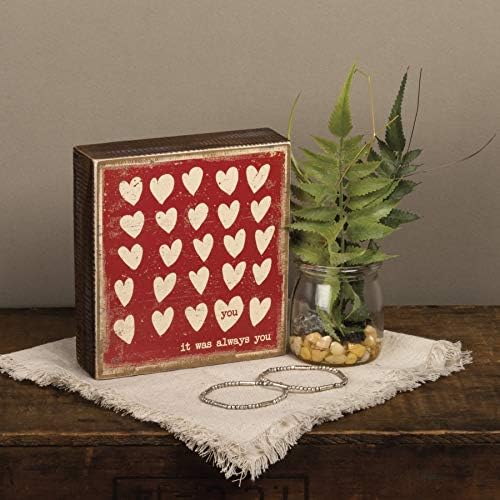 34732 Rustik Esinlenmiş Ahşap Kutu Tabelası, 15 x 15 cm, It was Always You