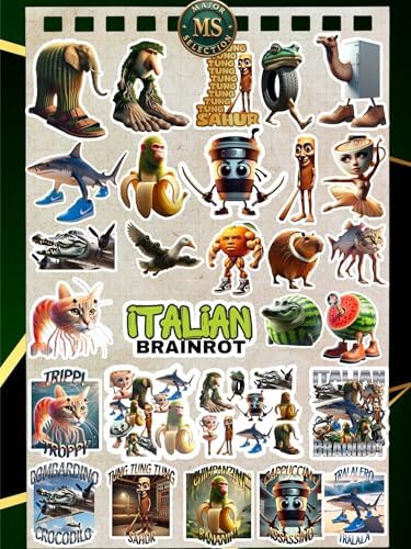 Alternative view of Italian Brainrot Sticker Seti – 28 Parça | Tralalero Tralala, Bombardiro Crocodilo, Boneca Ambalabu | Komik Karakter Çıkartmalar – 3-5 cm Suya Dayanıklı
