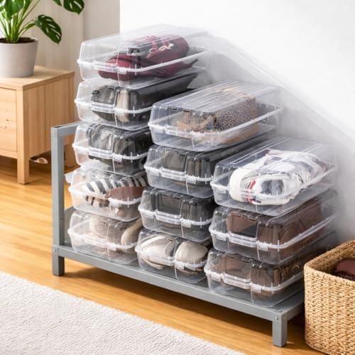 Kadın Set Şeffaf Ayakkabı Saklama Kutusu Taşıma Saklama Kabı Organizer İstiflenebilir Plastik Ayakkabılık (4) - Görsel 3