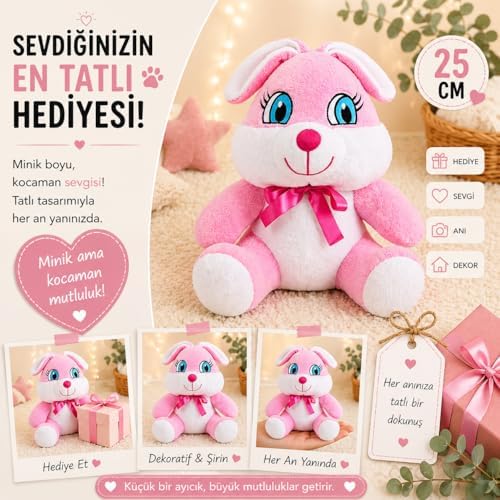 Özgüner Oyuncak Ofis Hediyesi Eşek 20-25 cm Figürlü Pelüş Ayıcık, 20 cm Teddy Bear,Sevgiliye Hediye,Ayı Teddy,Peluş Ayıcık,Plush Toys, (tavşan)