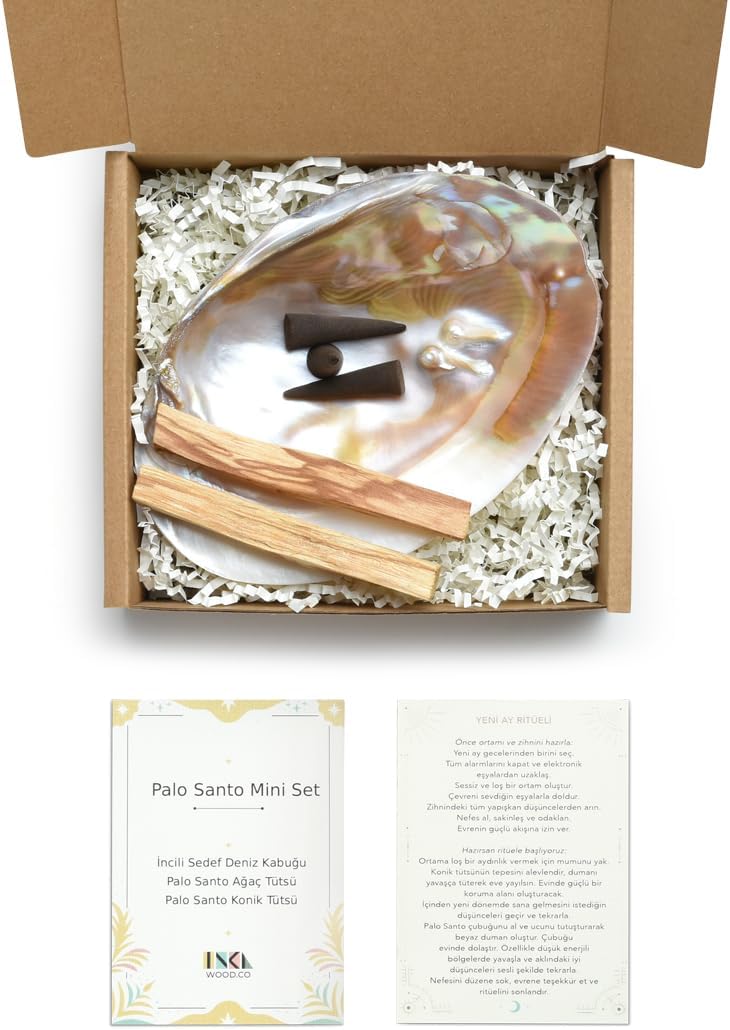 Palo Santo Mini Set - İncili Deniz Kabuğu - Palo Santo Tütsü - Tütsülük - Meditasyon - Pozitif Enerji