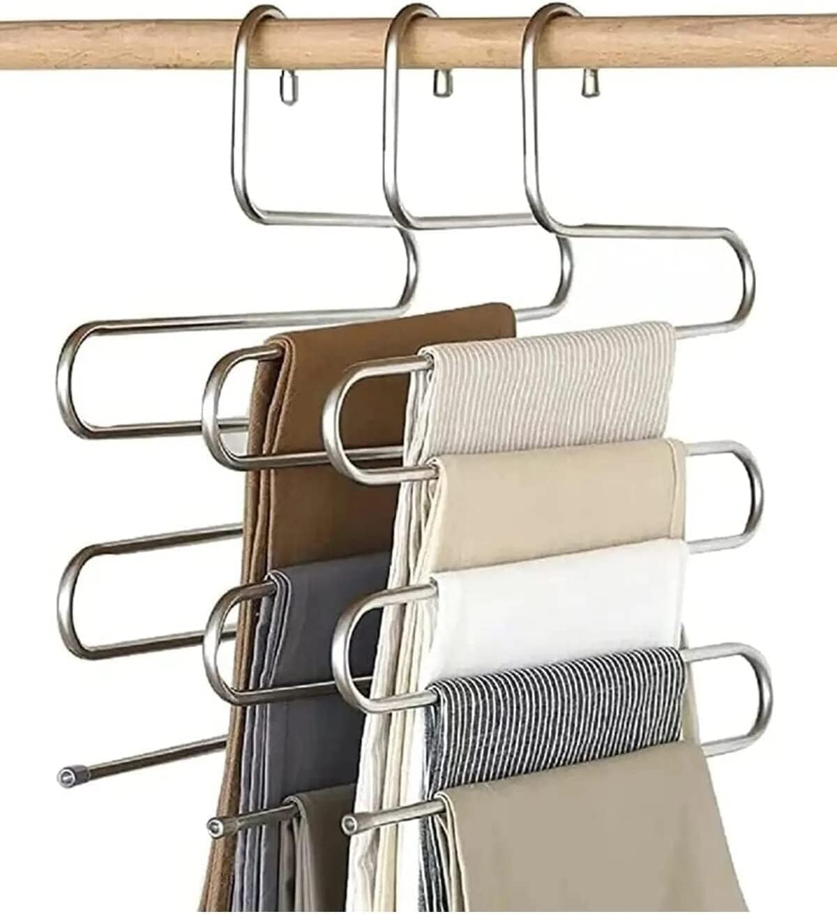 Alternative view of Pantalon Askısı Metalik Dolap İçi Akıllı Krom Askı Çok Katlı Pantolon Askısı (5 Katlı)