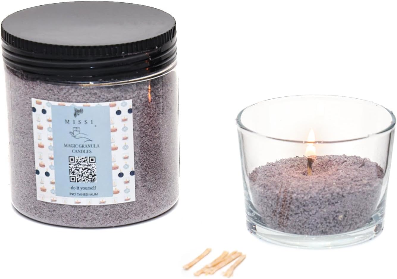 Oud Vanilya Kokulu Yaratıcı İnci Tozu Mum (30 adet fitil ile birlikte)-250 gr