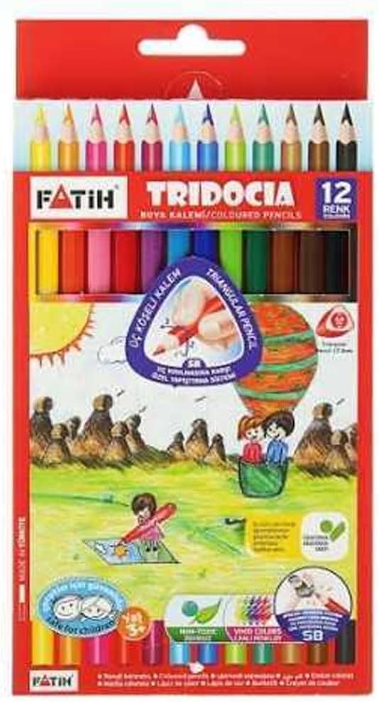 Tridocia Üçgen Mercan Rengi Kuru Boya, 12 Renk