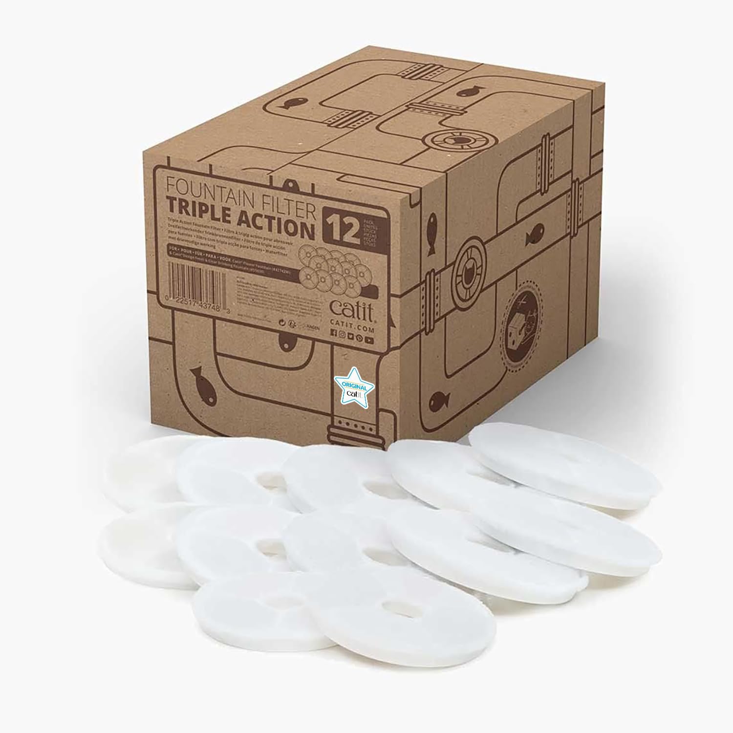 Catit Triple Action Filtre, 3 kat etkili yedek filtre, çeşme filtresi, 12'li paket - Görsel 3