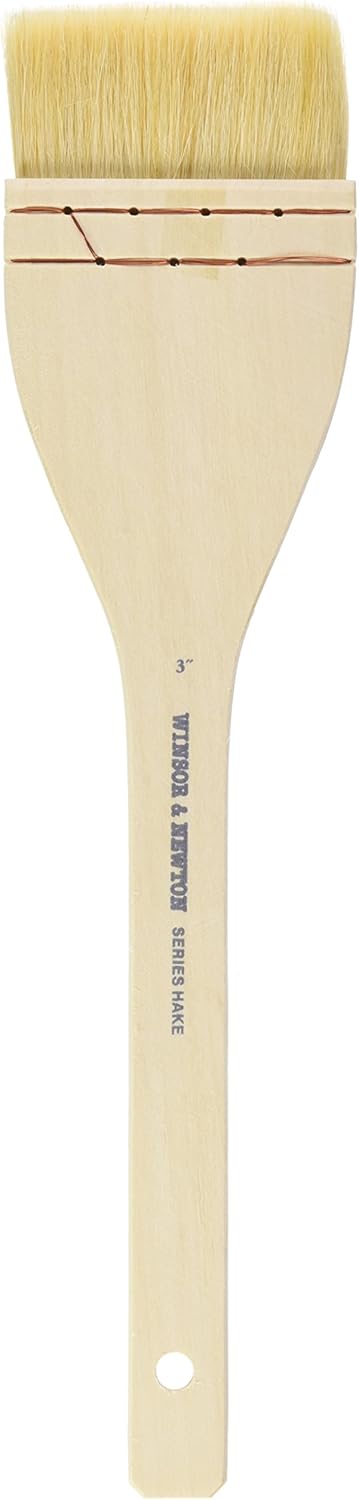 Winsor & Newton Hake Geniş Düz Ahşap Saplı Fırça-3", 3", Beyaz