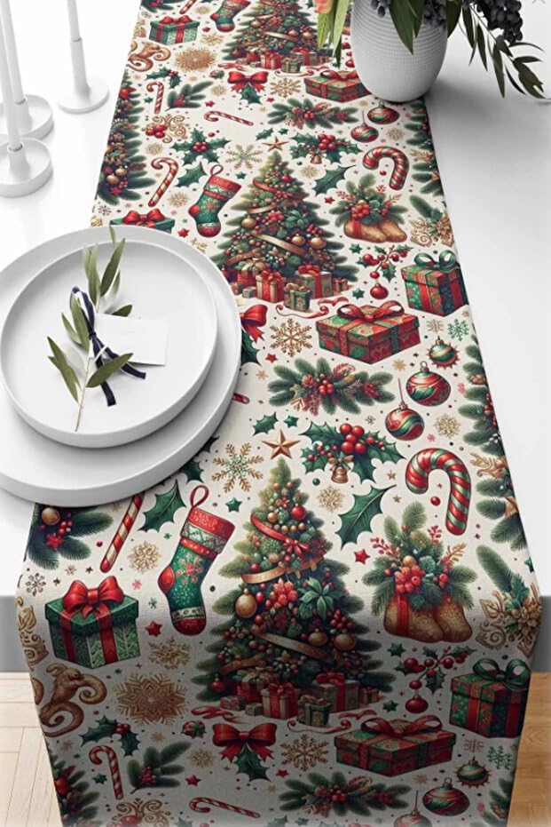 Alternative view of Yılbaşı Temalı Dijital Baskılı Runner Örtüsü Christmas Karma 40x140 cm