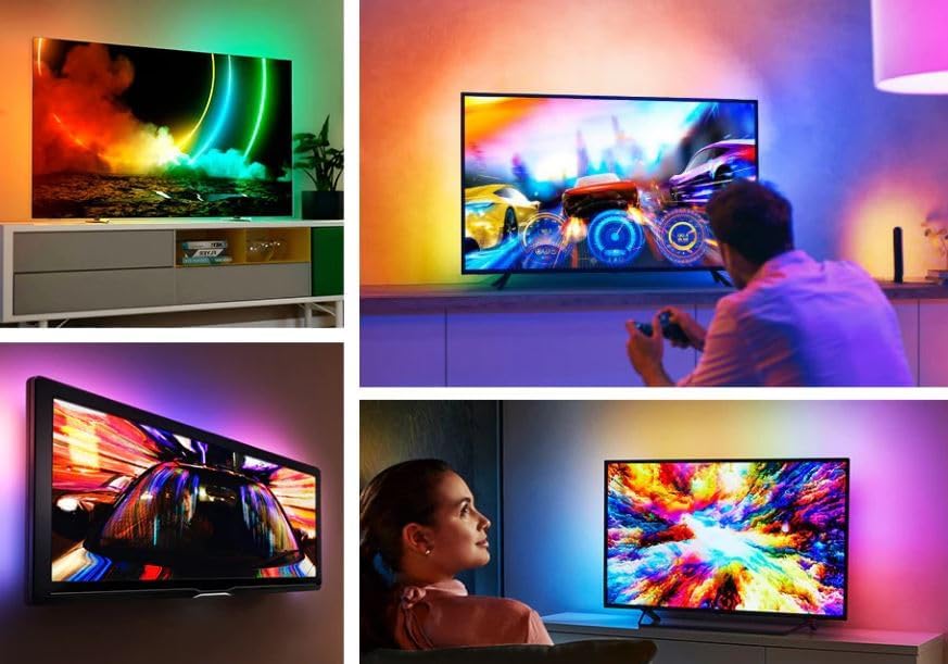 TV ve PC Arkası RGB Şerit LED Işık Seti - 3 Metre, USB Girişli, Kumandalı, 352 Renk Seçeneği, IP20 İç Mekan, 4W Düşük Enerji Tüketimi ct4566
