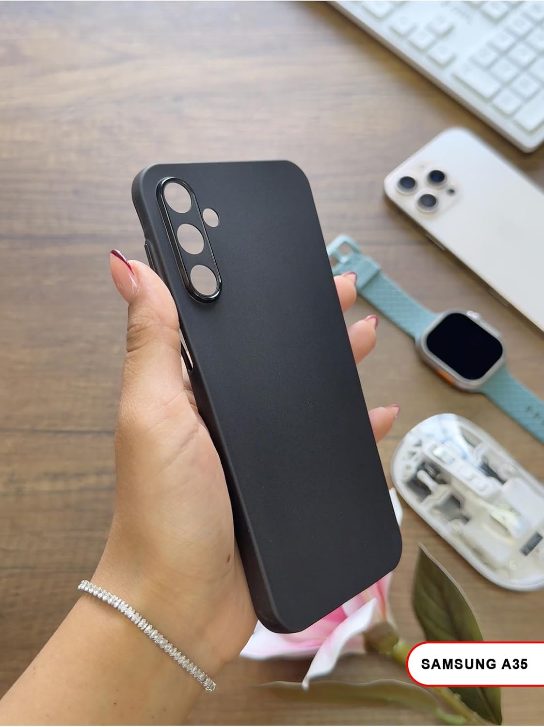 Süper İnce Mat Ultra Thin Silikon Kılıf Siyah  Galaxy A35 ile uyumlu
