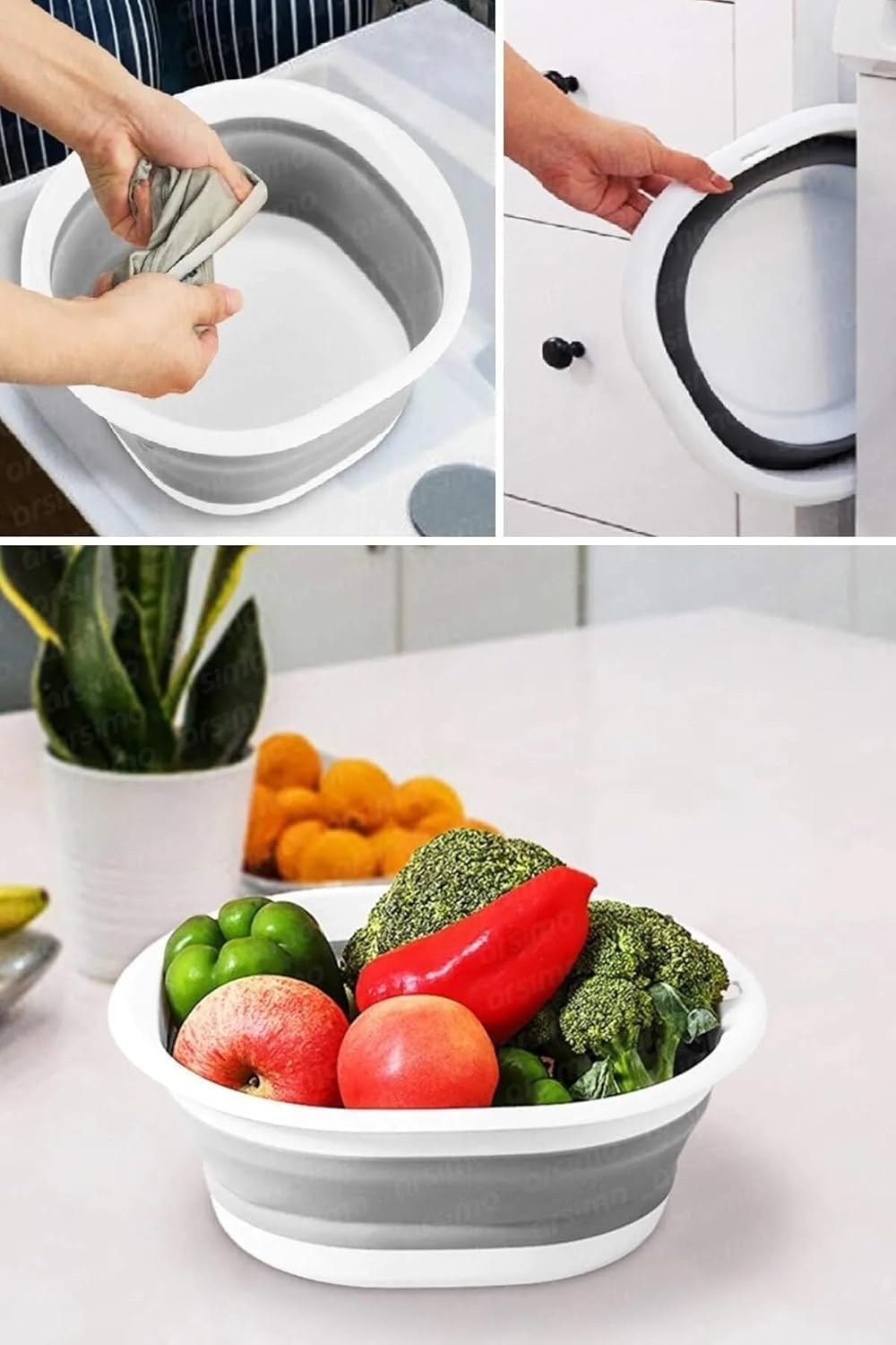 Katlanabilir Badya Leğen, 2,7 Litre, Taşınabilir, Yer Kaplamayan Çok Amaçlı Mutfak Banyo Badya - Görsel 3