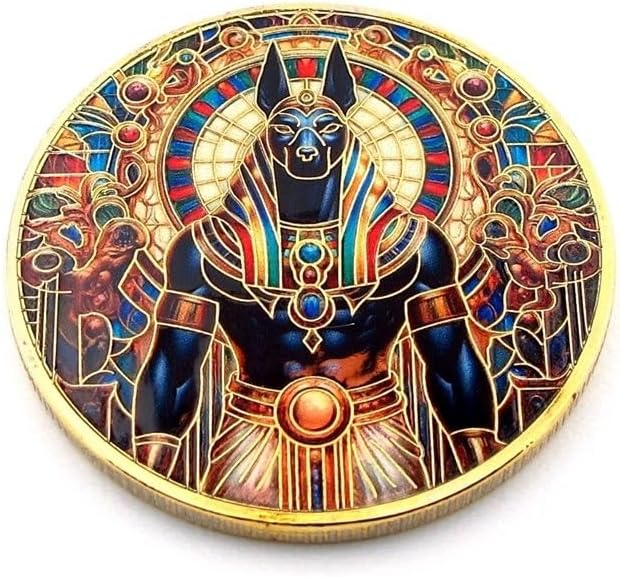 Solfera Anubis Antik Mısır Mitoloji Koleksiyon Metal Hатıra Parası, Altın/Dore, CP004 - Görsel 3