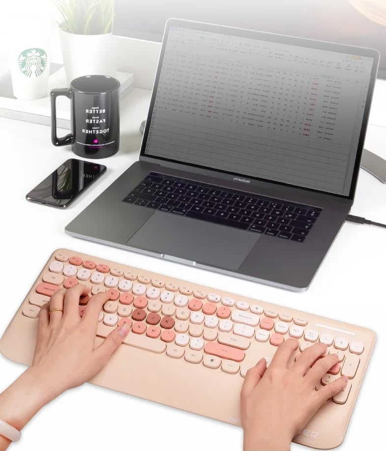 Alternative view of Geezer Kablosuz Klavye Mouse Set 106 Tuşlu İngilizce Q Notebook Laptop Uyumlu Ev ve Ofis için Bilek Destekli USB Dongle ile Bağlantı G100 (Pembe)