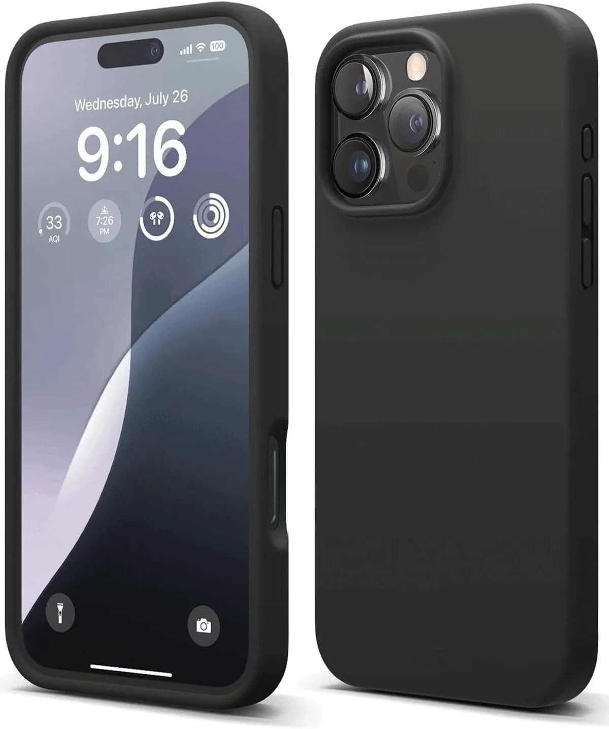 Alternative view of & AKSESUAR iPhone 16 Pro Max ile Uyumlu İçi Kadife Dışı Mat Yapıya Sahip Koruma Sağlayan Lansman Silikon Kılıf (Siyah)