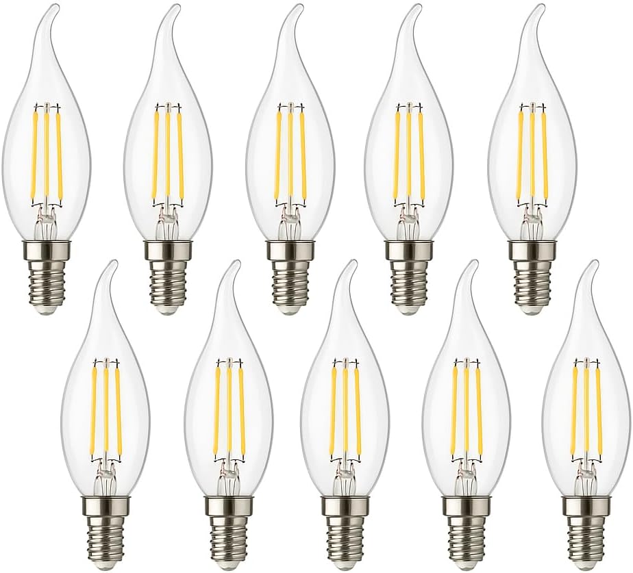 Alternative view of 4W E14 Kıvrık LED Mum Ampul – 35W Eşdeğer, 3000K Günışığı, 400 Lümen, 220-240V, Şeffaf Cam Filament, 10’lu Paket
