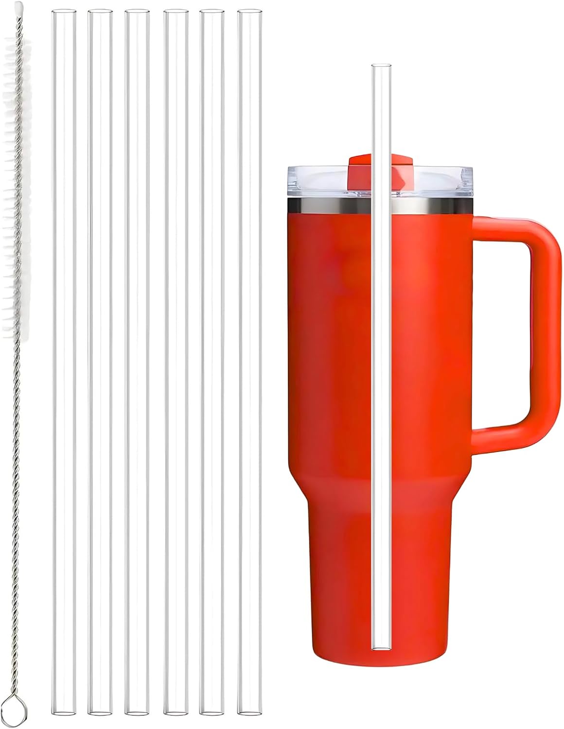 30/40 Oz Uyumlu Yedek Pipet Seti, 6 Adet Pipet ve 1 Temizleme Fırçası, BPA İçermez