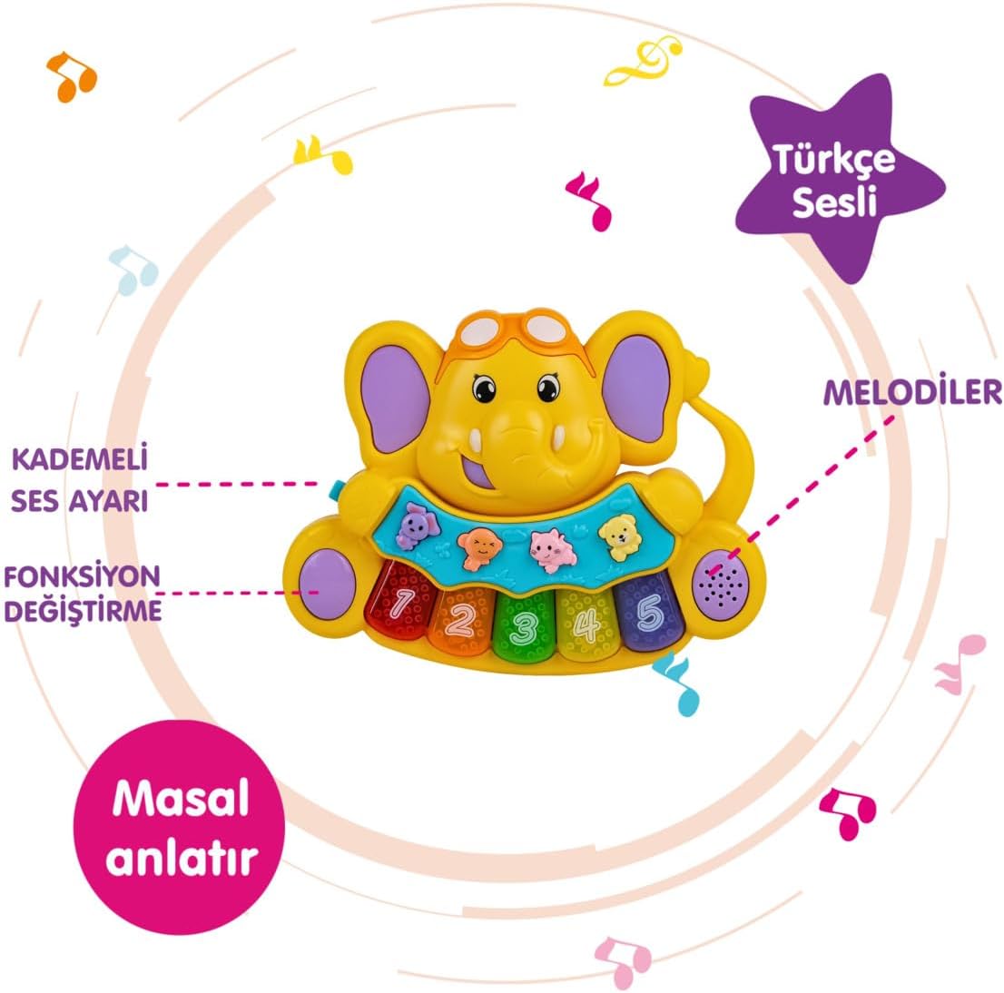 Alternative view of Birlik Toys Türkçe Masalci Fil Piyano Çocuk Oyuncagi