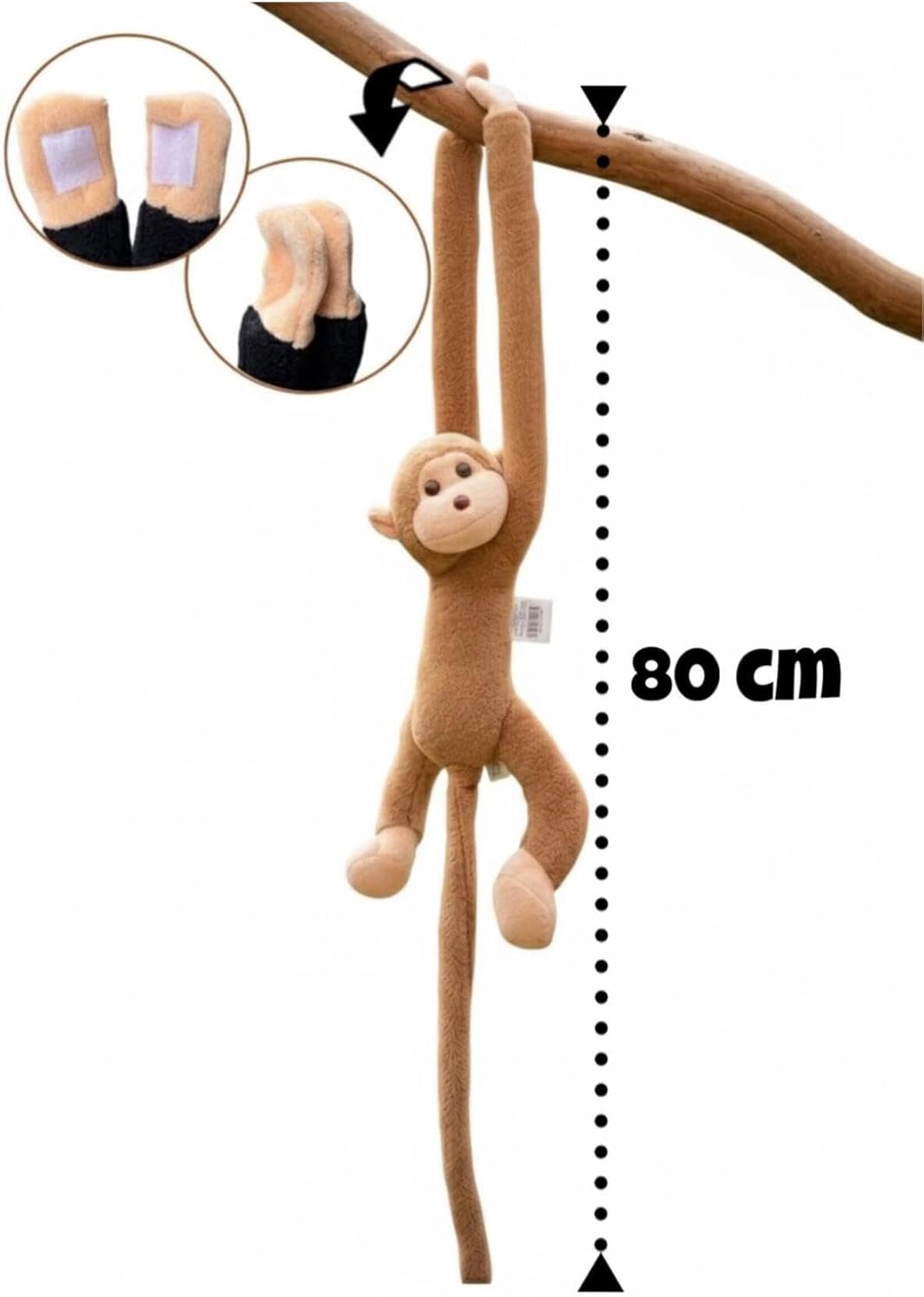 Alternative view of Atakids Sarılan Peluş Maymun, 80 cm, Kahverengi, Unisex