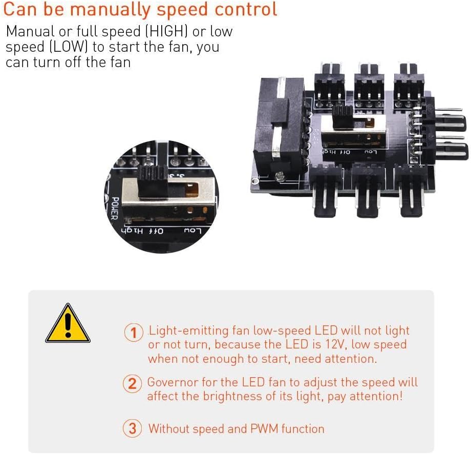 8 Port Fan Çoklayıcı Hub Y PWM Splitter ide Molex Soğutma 3 pin 4 Switch Anahtarlı 4336