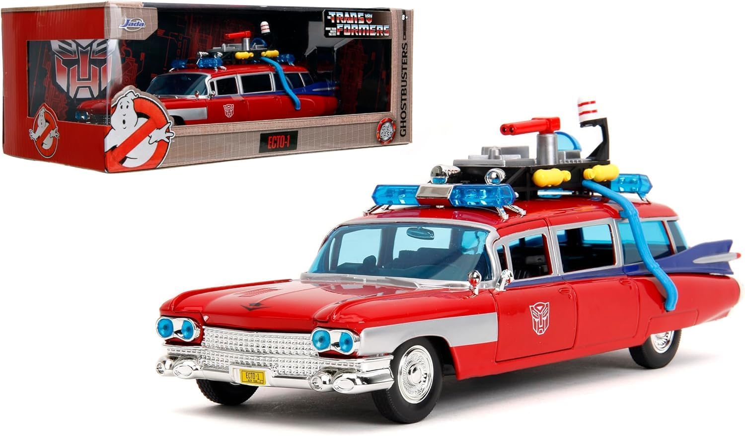 Alternative view of Jada Toys  X Ghostbusters ECTO-1 Die-Cast Metal Model Araba, 1:24 Ölçek, Kırmızı-Beyaz