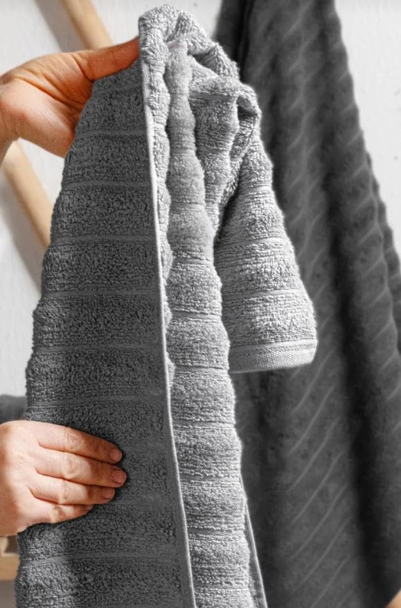 Dalgalı 4’lü Havlu Seti -%100 Pamuk (2 Adet 70x140-2 Adet 50x90) | Modern ve Lüks Hamam Seti