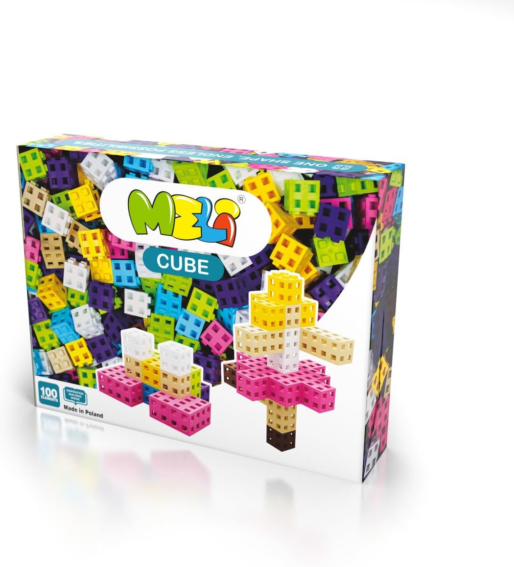 Meli Minis Cube – 100 yapı taşı, kızlar için yaratıcı oyuncak, 2 cm x 2 cm, neon renkler, BPA içermez, CE sertifikalı, pedagojik hediye, 3 yaşından itibaren uygundur