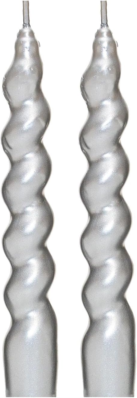 Alternative view of Yılbaşı 2'li Twirl Glow Gümüş Şamdan Mum Seti (18 cm)
