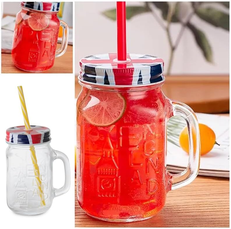 Alternative view of 2 Adet Pipetli Kapaklı Cam Kupa England Kupa Bardak 490 ml