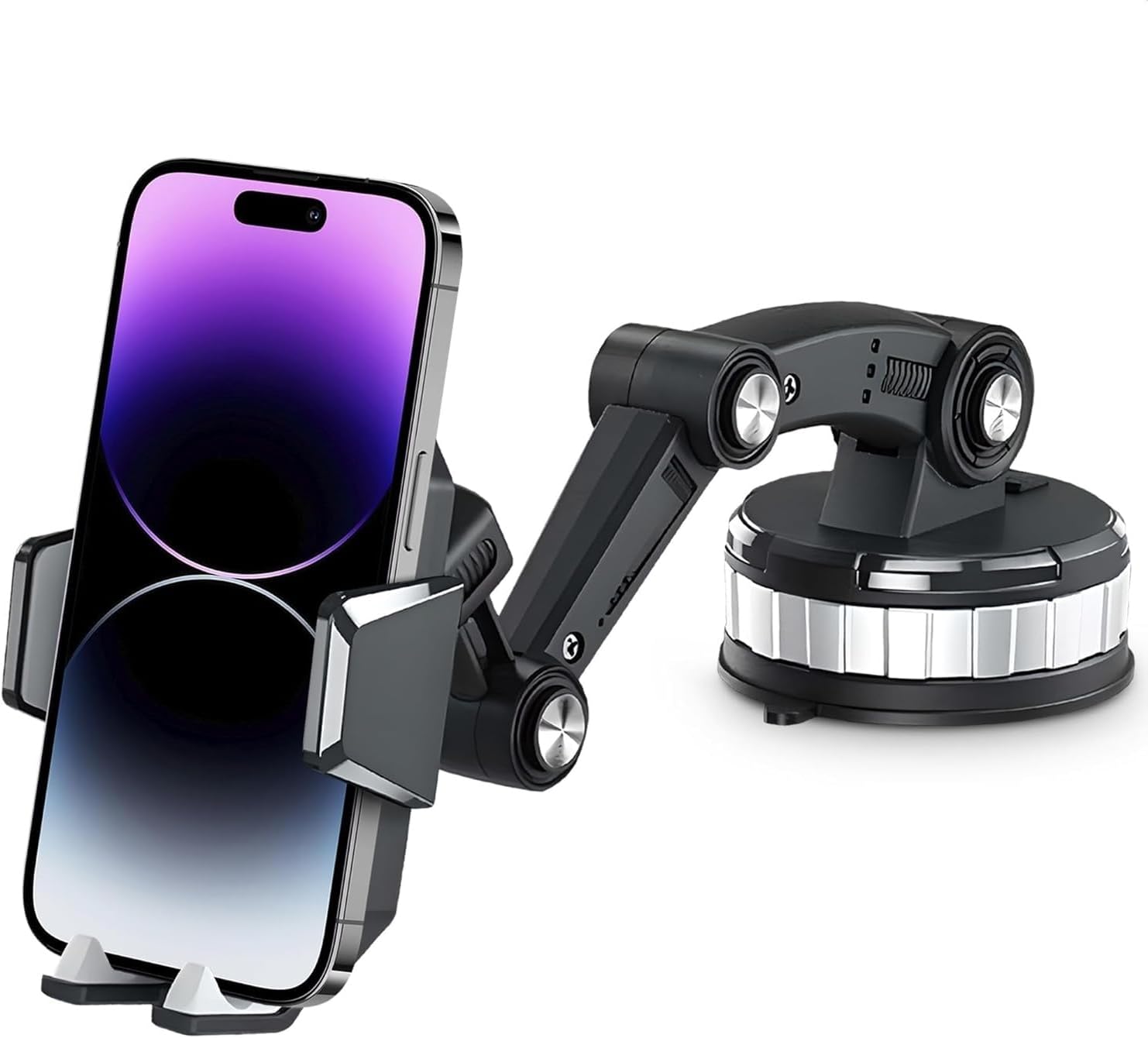 Alternative view of ARABA TIR VE KAMYON UYUMLU KATLANIR ARAÇ İÇİ TELEFON TUTUCUSU MEKANİZMALI DÖNEBİLİR BAŞLIK VE DÖNEBİLİR TABANLI UZUN HAREKET ÖZGÜRLÜĞÜ SAĞLAYAN CAM, KONSOLA SABİTLENİR VAKUM VE YAPIŞKAN ARAÇ TUTUCUSU