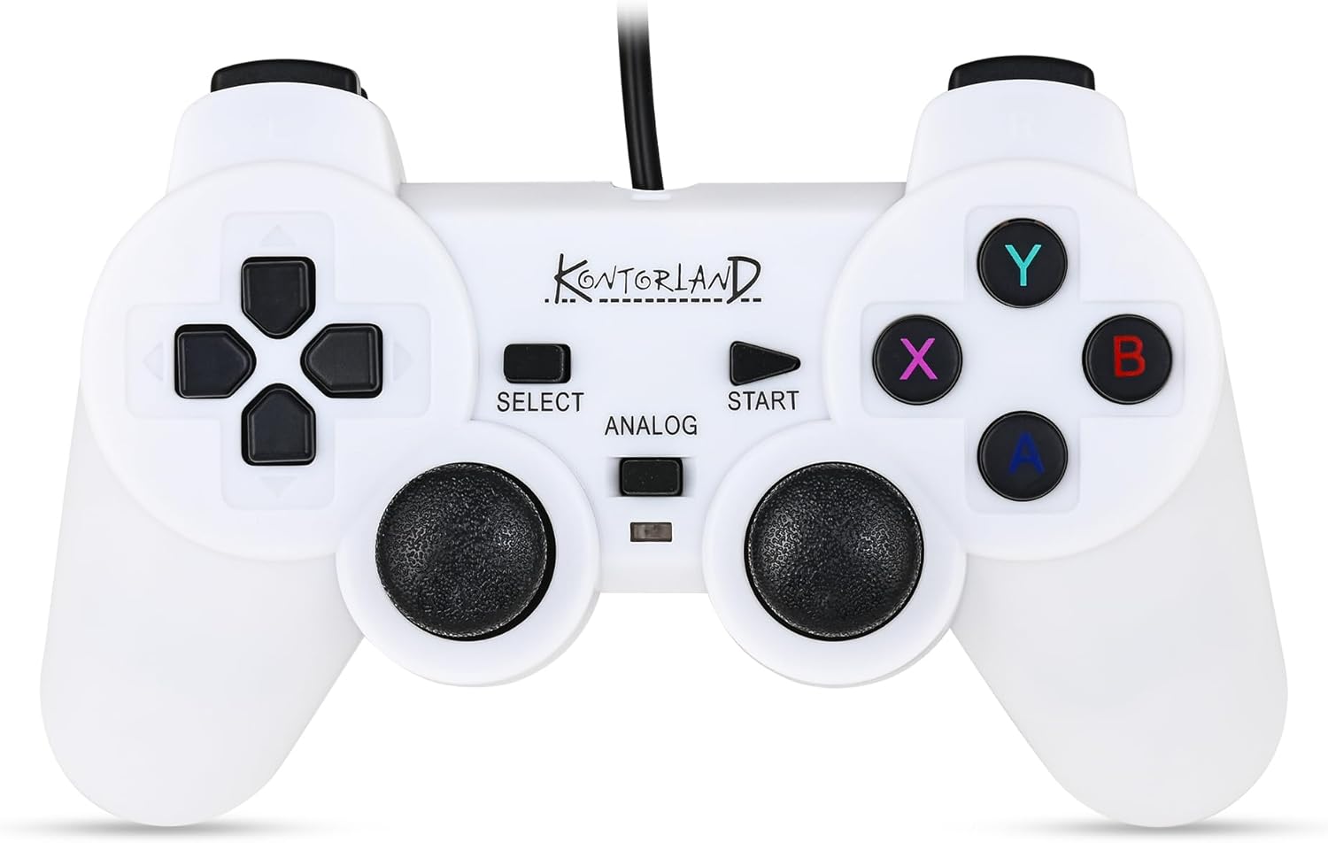 Kontorland Kablolu PC Gamepad – D-Input & X-Input Destekli Çift Titreşimli USB Oyun Kolu (Beyaz)