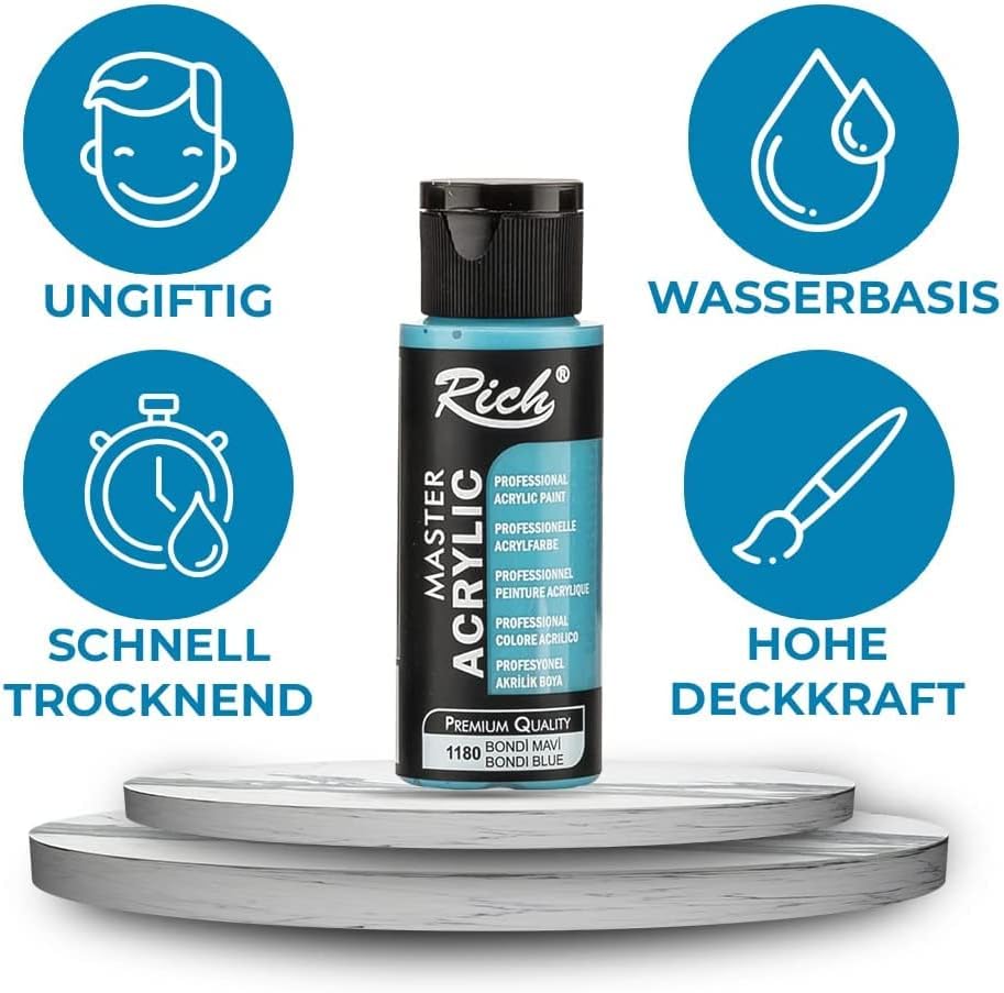 Rich Mastermix Akrilik Boya 60 Cc 12 Li Metalik Renkler