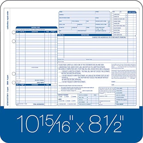 Garaj Onarım Sipariş Formları, 20,5 x 25,5 cm, 3 Parça, 250 Sayılı, Beyaz ve Kanarya ve Beyaz Etiket (GT3811)