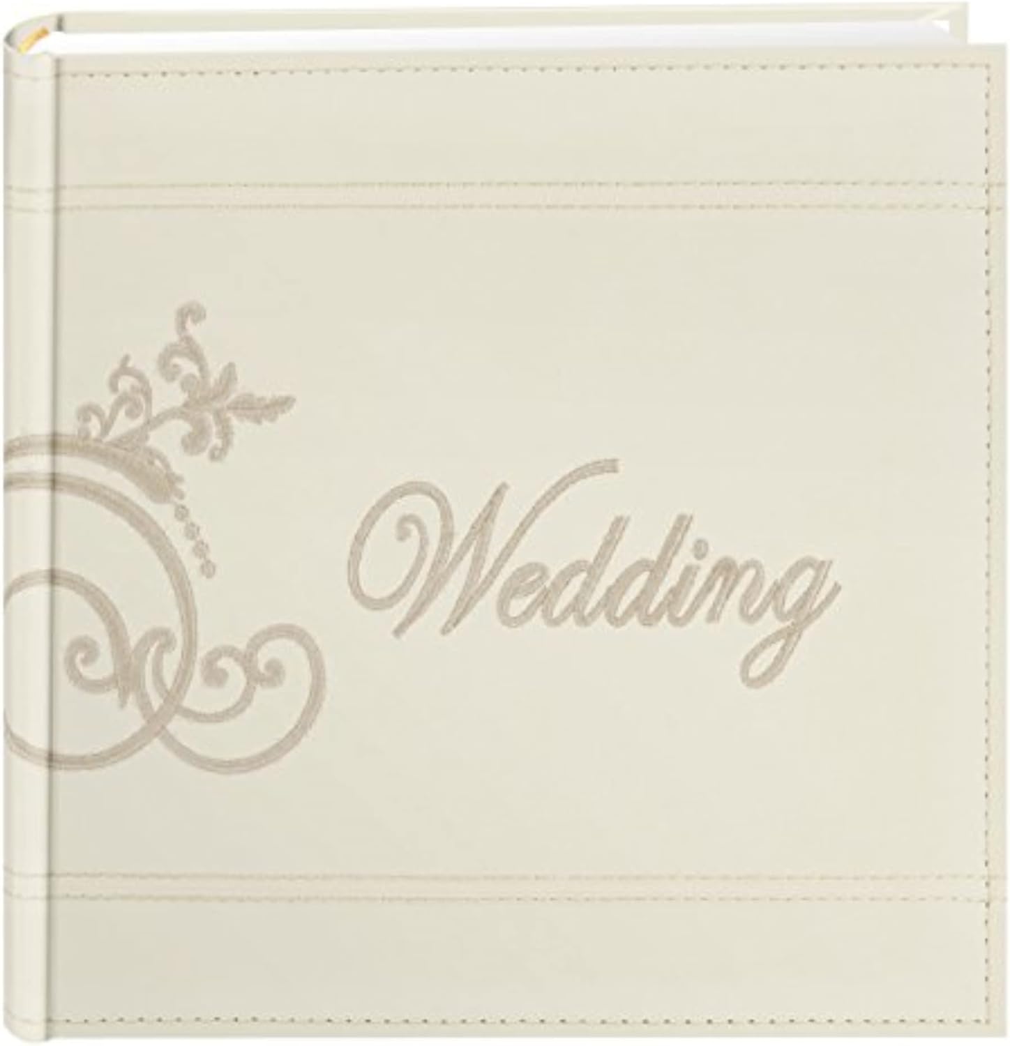 Alternative view of Photo Albums İşlemeli Scroll ve Düğün Dikili Suni Deri Kapak Fotoğraf Albümü, Fildişi,