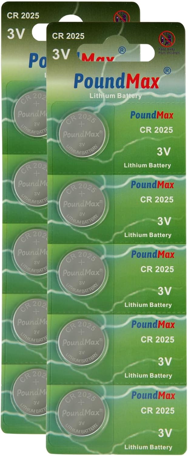 10 x PoundMax CR2025,MP058 Düğme Pil