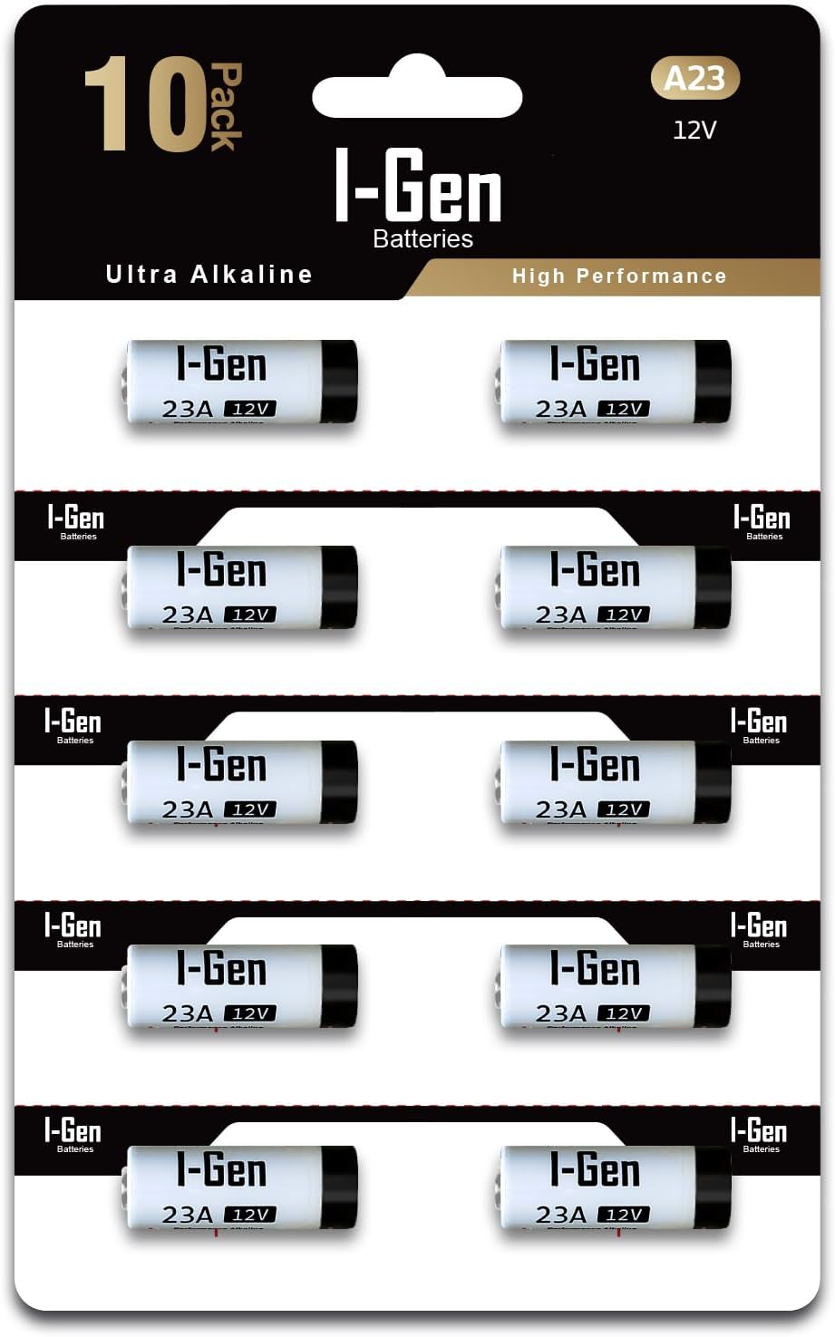 I-Gen 23A Pil 10'lu Paket 12V MN21 PİL (A23 / 23A / V23GA / LRV08 / 8LR932) - Görsel 2