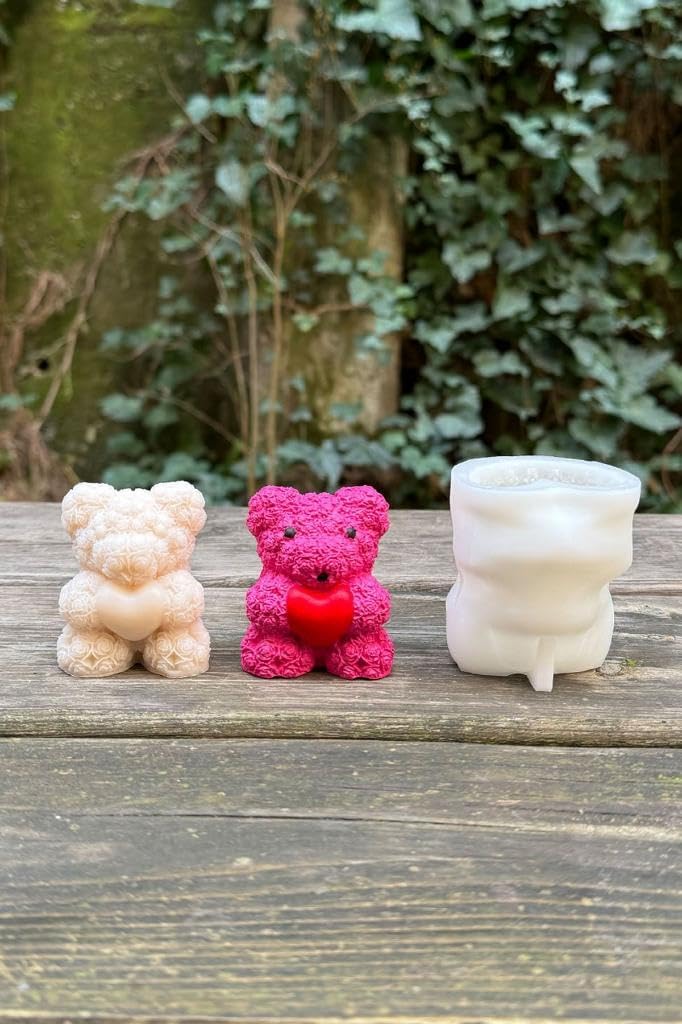 Alternative view of Teddy Bear Gül Dokulu Küçük Tekli Mum Kalıbı