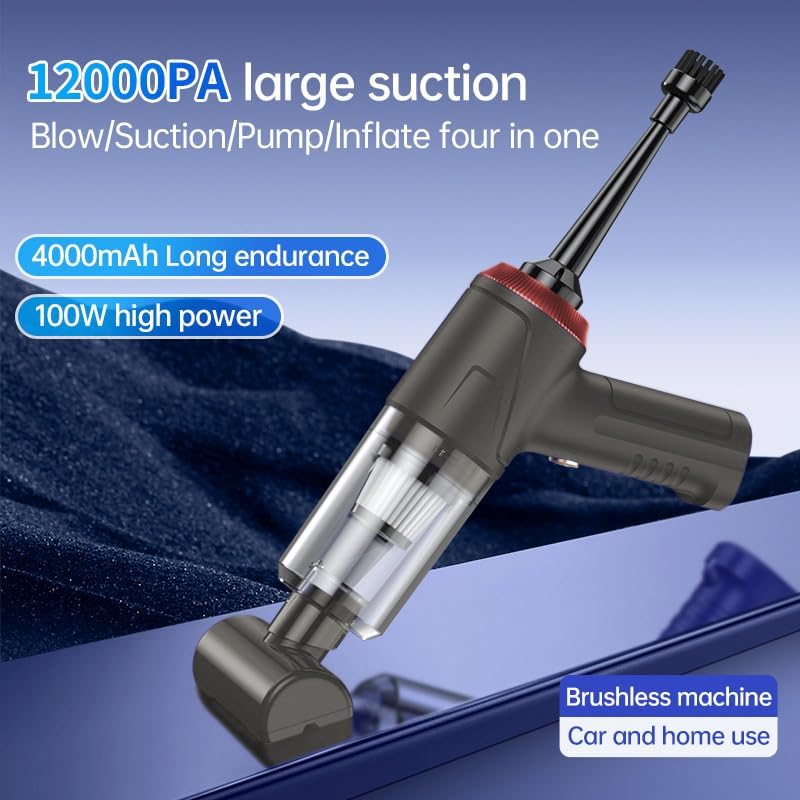 Alternative view of Araba Süpürgesi Dahili Işıklı Taşınabilir Kablosuz, Şarj Edilebilir Süpürge, 18000 PA Yüksek Güçlü Fırçasız Motor, 4000mAh, Ev, Ofis, Bilgisayar için Çoklu Başlıklı LT-145 Titanium